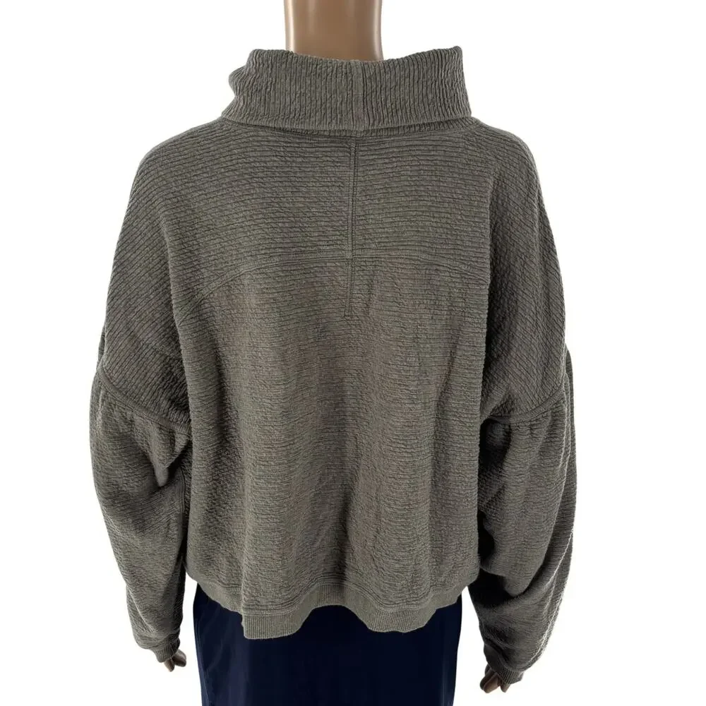 Lululemon Gray Sage Green Peaceful Moments Striped High Neck Pullover